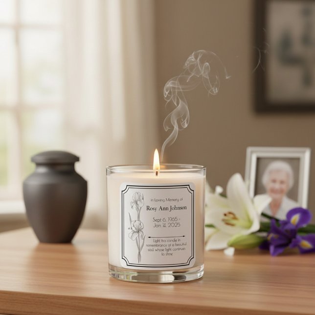 In Love Memory Candle Label Quadratischer Aufkleber (Von Creator hochgeladen)