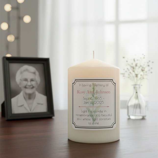 In Love Memory Candle Label Quadratischer Aufkleber (Von Creator hochgeladen)