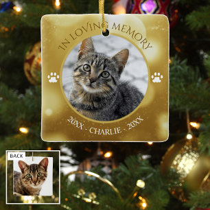 In Love Memory Cat Foto Gold Keepake Keramikornament