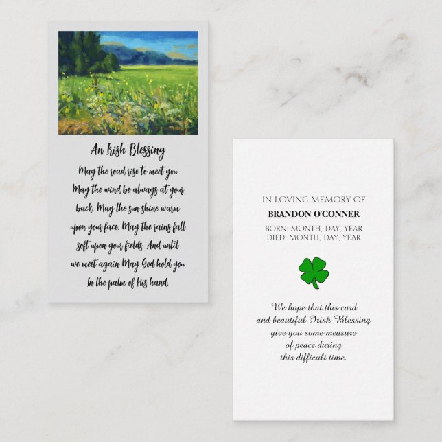 In Love Memory Countryside Sympathy Card Visitenkarte (Vorne/Hinten)