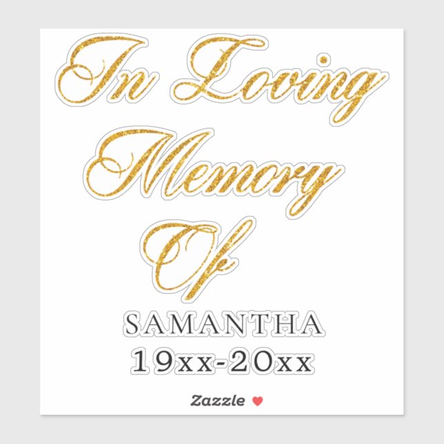 In Love Memory Custom Auto-Aufkleber Aufkleber (Blatt)