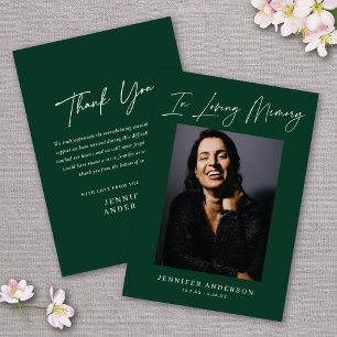 In Love Memory Dark Green Memorial Foto Card Einladung