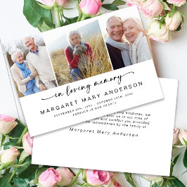 In Love Memory | Drei Fotos Beerdigung Beileid Dankeskarte