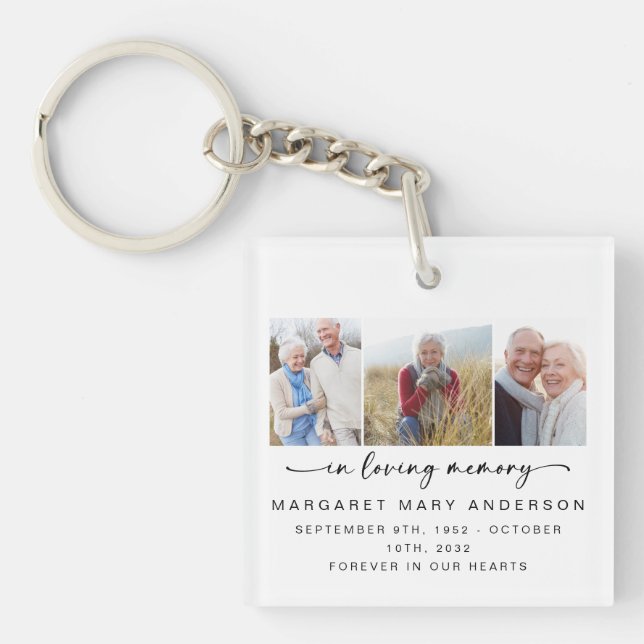 In Love Memory | Drei Fotos Gedenkfeier Schlüsselanhänger (Vorderseite)