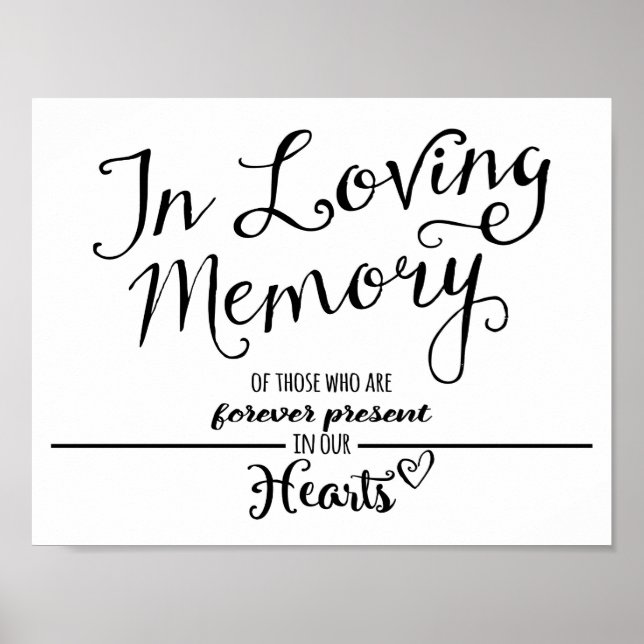 "In Love Memory" drucken Sie modern schwarz-weiß Poster (Vorne)