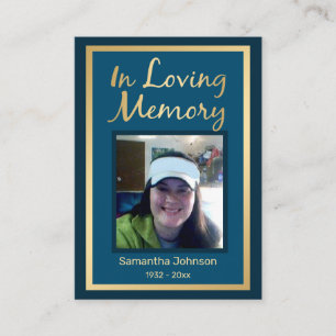 In Love Memory Elegante Imitate Gold Foto Business Visitenkarte