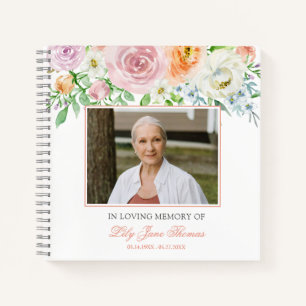 In Love Memory Elegante Peach Rose Beerdigung Notizbuch