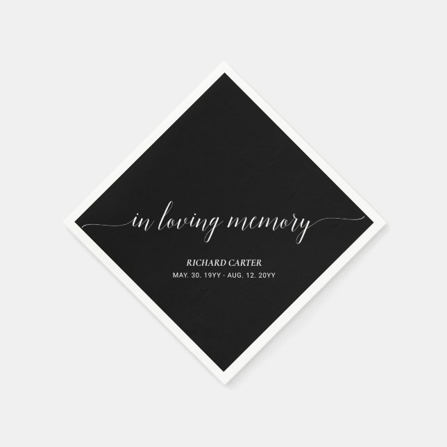 In Love Memory | Elegante Script Memorial Funeral Serviette (Ecke)