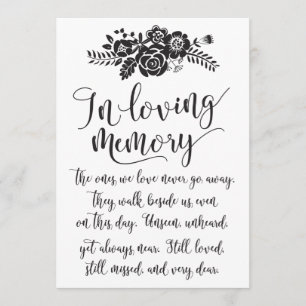 In Love Memory Erinnerung Hochzeitszeichen Einladung