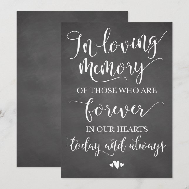 In Love Memory Erinnerung Hochzeitszeichen Einladung (Vorne/Hinten)