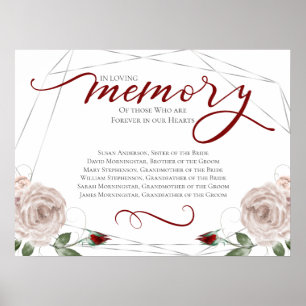 In Love Memory Erinnerung Hochzeitszeichen Poster