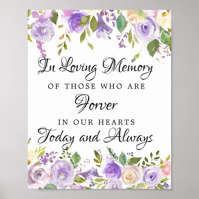In Love Memory Erinnerung Hochzeitszeichen Poster (Vorne)