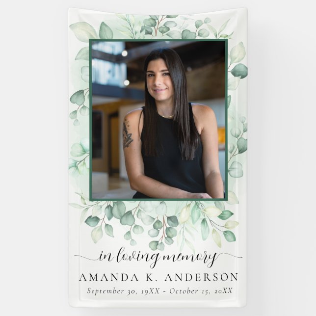 In Love Memory Eucalyptus Greenery Services Banner (Vertikal)