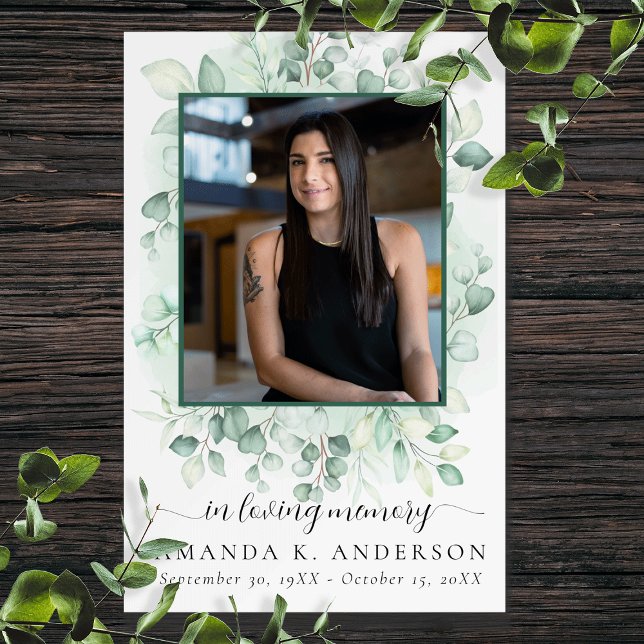 In Love Memory Eucalyptus Greenery Services Poster (Von Creator hochgeladen)