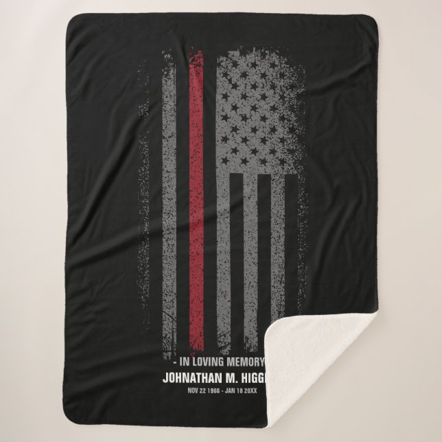 In Love Memory FireFighter Thin Red Line Flag Sherpadecke (Vorderseite)