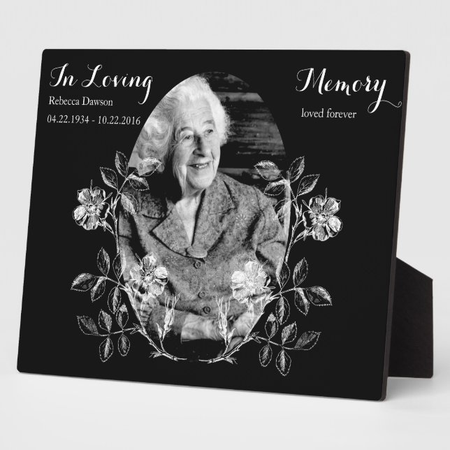 In Love Memory Floral Memorial Custom Foto Fotoplatte (Seite)