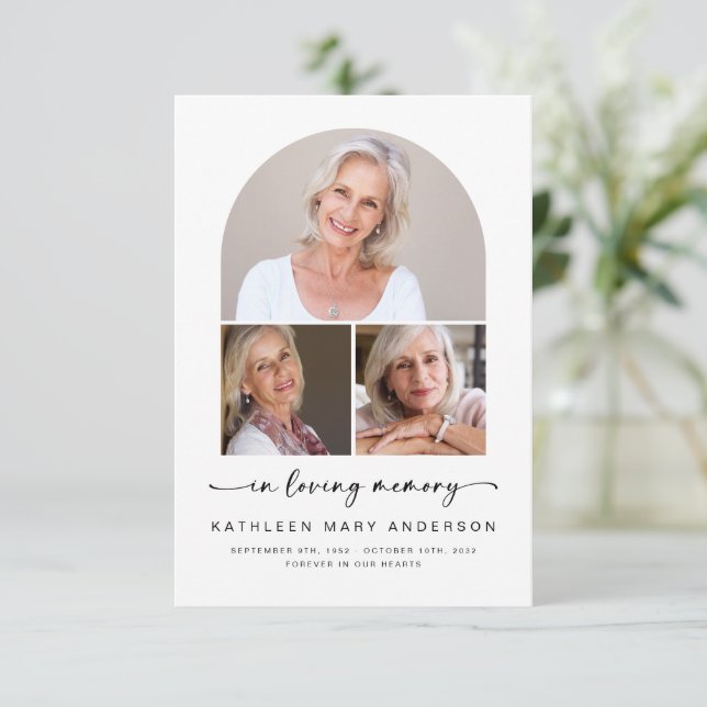In Love Memory | Foto Arch Beerdigung Beileid Dankeskarte (Stehend Vorderseite)