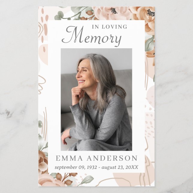 In Love Memory | Foto Beerdigung Gebet Flyer (Vorne)