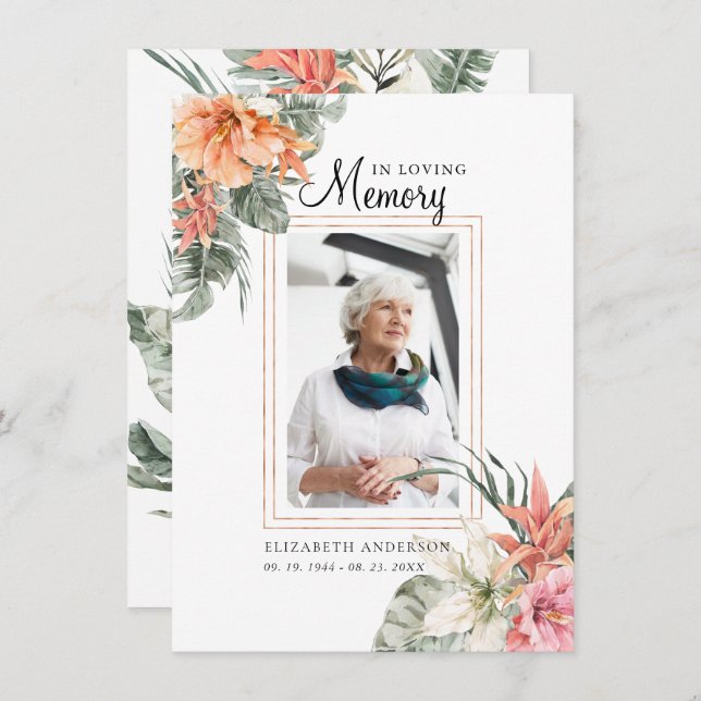 In Love Memory | Foto Beerdigungskarte (Vorne/Hinten)