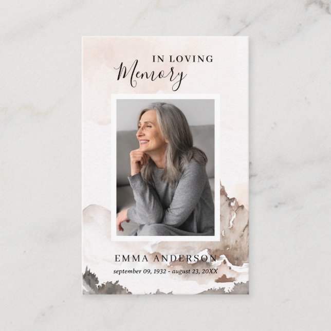 In Love Memory Foto Beerdigungskarte Visitenkarte (Vorderseite)