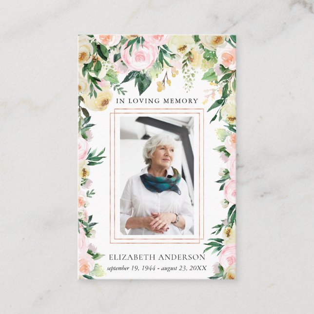 In Love Memory | Foto Beerdigungskarte Visitenkarte (Vorderseite)