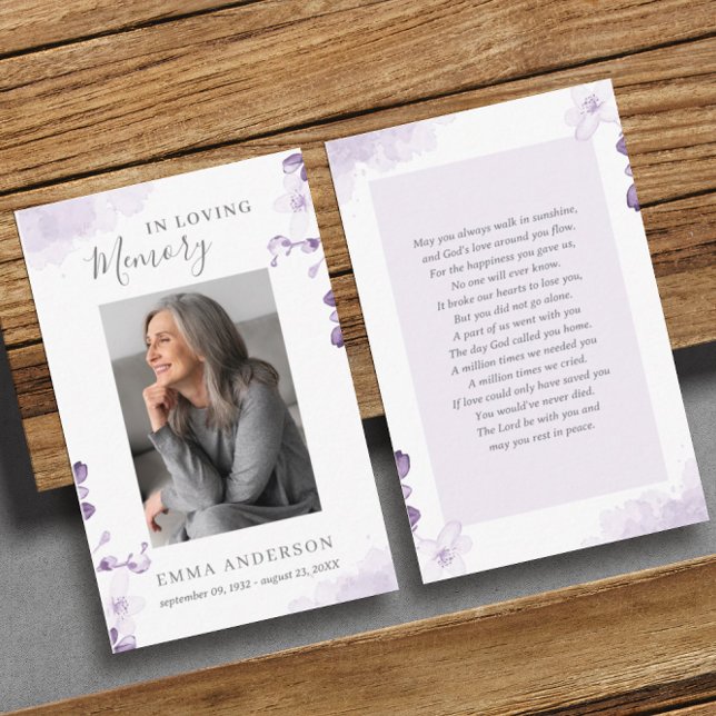 In Love Memory | Foto Beerdigungskarte Visitenkarte (Von Creator hochgeladen)