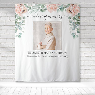 In Love Memory Foto Blush Pink Peony Memorial Wandteppich