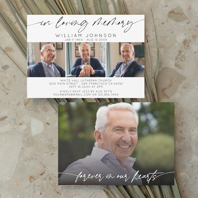 In Love Memory Foto Collage Beerdigung horizontal Einladung (Von Creator hochgeladen)