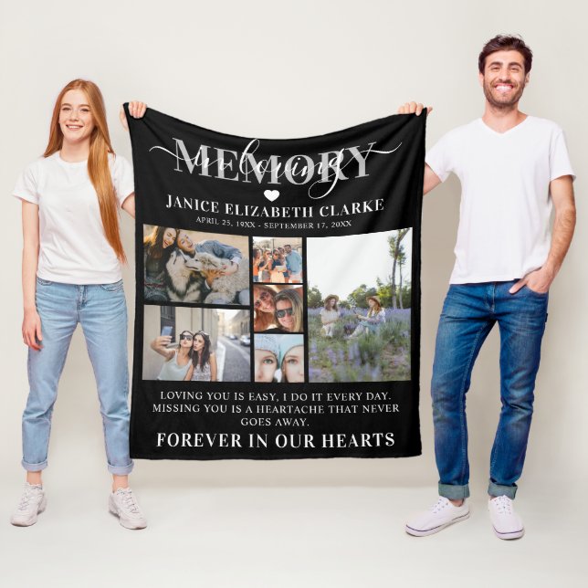 In Love Memory Foto Collage Memorial Fleecedecke (Beispiel)