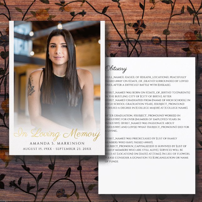 In Love Memory Foto einfache Obituary Beerdigung Folieneinladung (Von Creator hochgeladen)