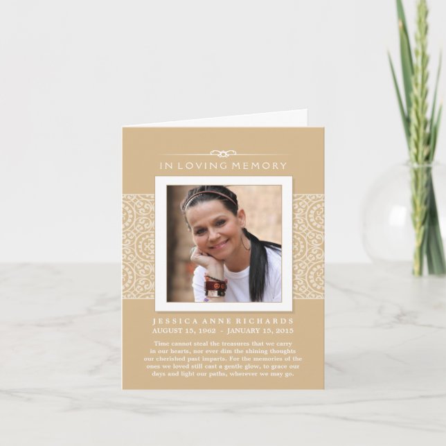 In Love Memory Foto Elegant Gold Dankeschön Card Dankeskarte (Vorderseite)