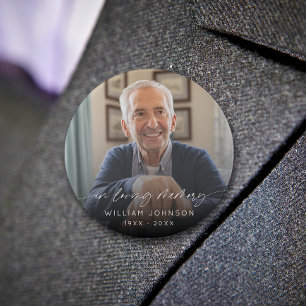 In Love Memory Foto Elegante Skriptbeerdigung Button