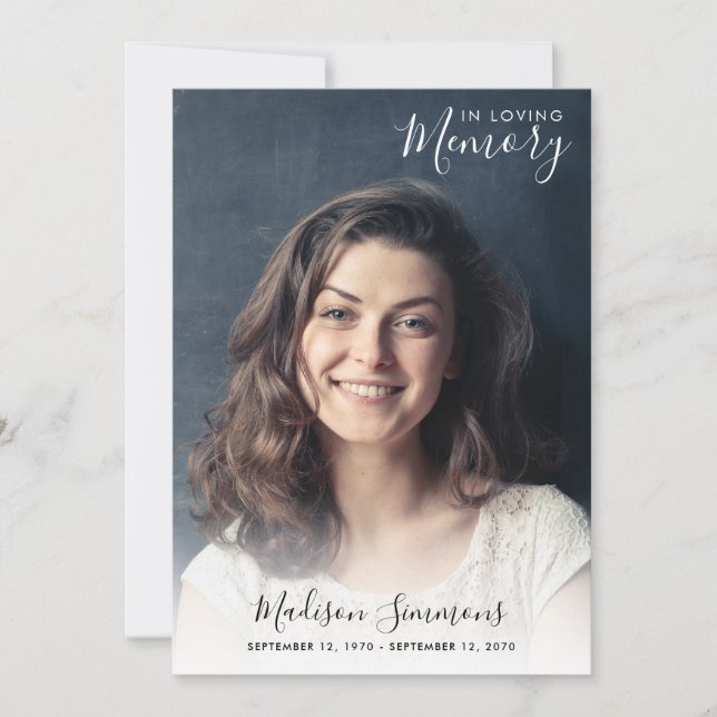 In Love Memory Foto Feier des Lebens Beerdigung Einladung (Vorderseite)