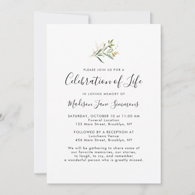 In Love Memory Foto Feier des Lebens Beerdigung Einladung (Rückseite)