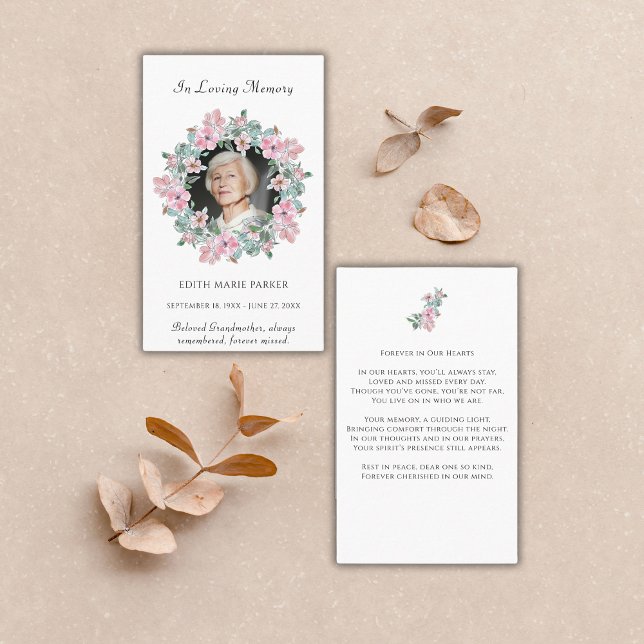 In Love Memory Foto florale Gedenkkarte Visitenkarte (Von Creator hochgeladen)