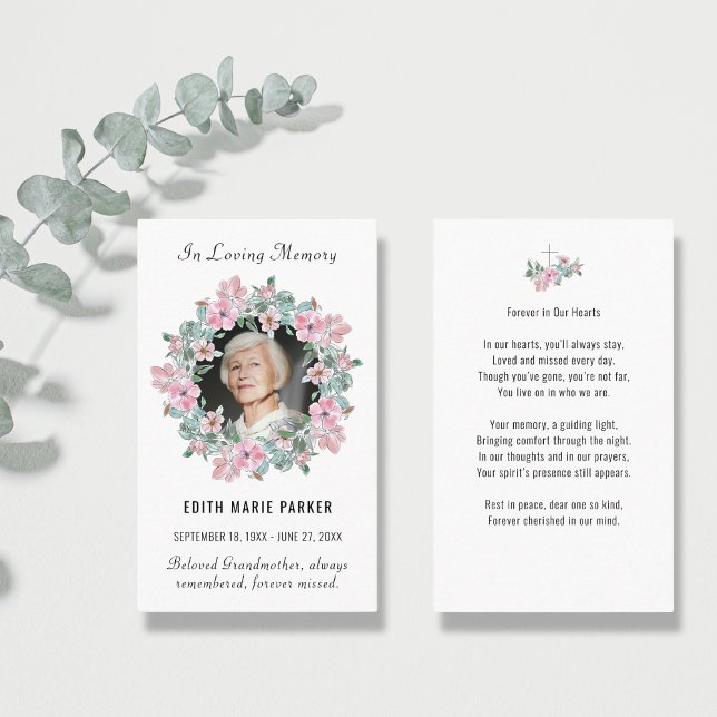 In Love Memory Foto florale Gedenkkarte Visitenkarte (Von Creator hochgeladen)