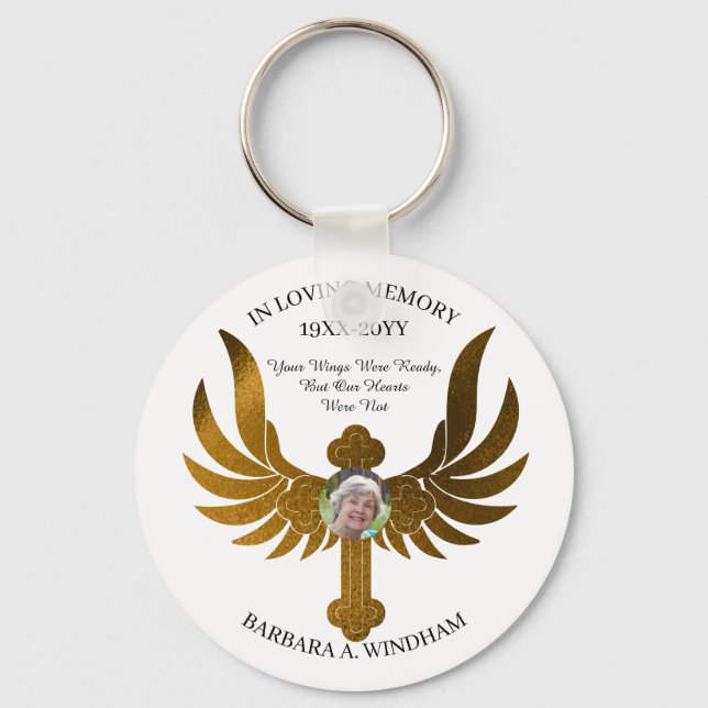 In Love Memory Foto Keepake Cross mit Wings K Schlüsselanhänger (Vorderseite)