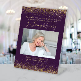 In Love Memory Foto Lila Goldhochzeit Sockelschild
