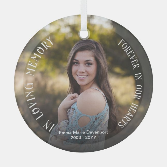 In Love Memory | Foto Memorial Glass Ornament (Vorderseite)