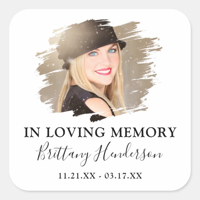 In Love Memory | Foto Memorial Square Sticker (Vorderseite)