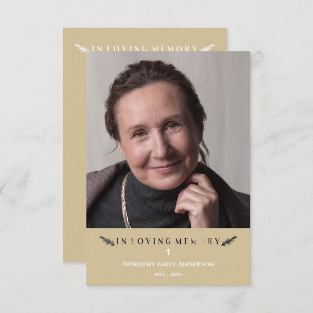 In Love Memory Foto Minimalistisch Loved Ones Gold Mitteilungskarte (Vorne/Hinten)