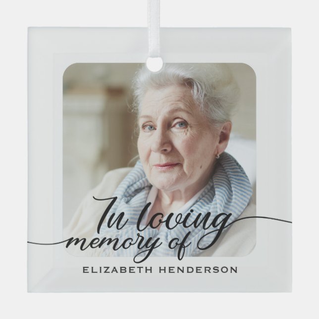 In Love Memory Foto Ornament Aus Glas (Vorderseite)