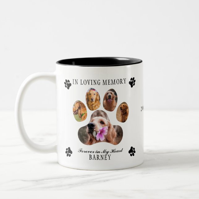 In Love Memory Foto Pet Memorial - White Black Zweifarbige Tasse (Links)