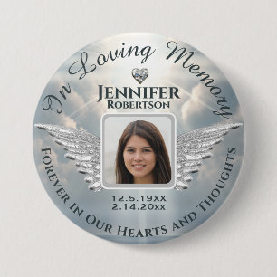 In Love Memory Foto Silver Button