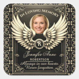In Love Memory Foto Template Quadratischer Aufkleber