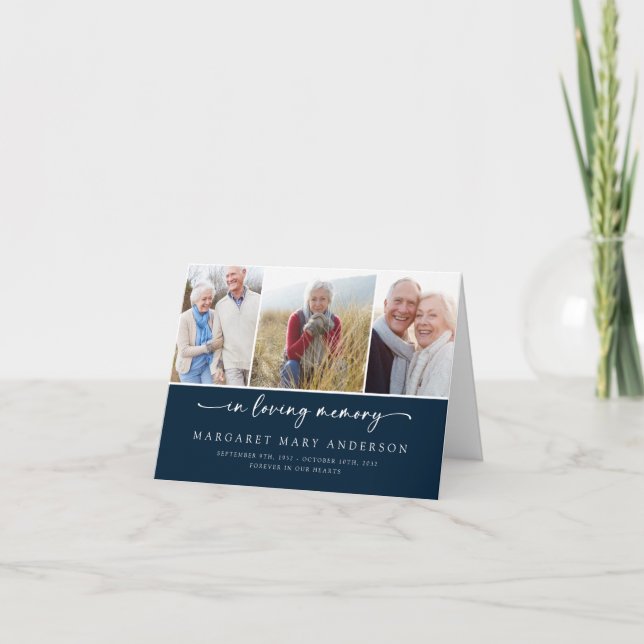 In Love Memory | Fotos der Marine Beerdigung Beile Dankeskarte (Vorderseite)