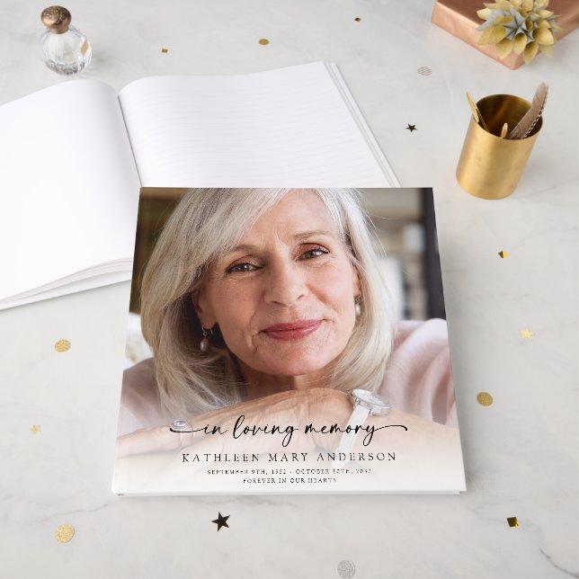 In Love Memory Full Foto Beerdigung Gästebuch (Vorderseite offen)