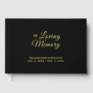 In Love Memory Funeral Black Gold Gästebuch