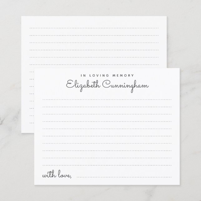 In Love Memory Funeral einfache Anwesenheitskarte (Vorne/Hinten)