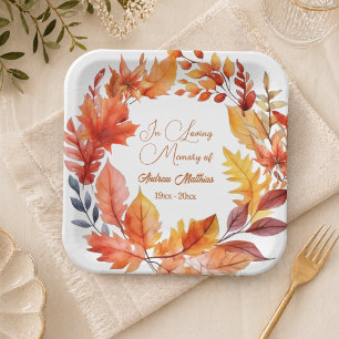 In Love Memory Funeral Fall Floral Pappteller